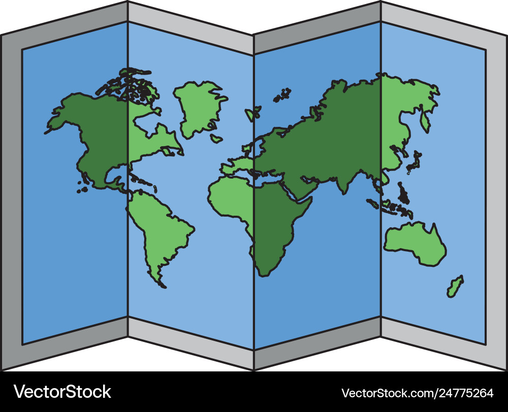 Folded World Map White Background - Folded World Map White Background Vector 24775264