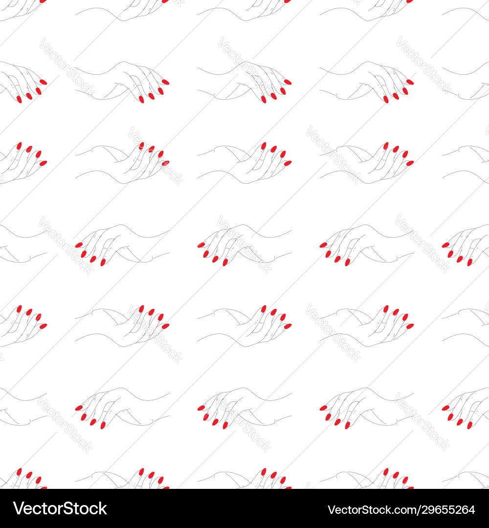 Hands with red nails seamless pattern print vector image