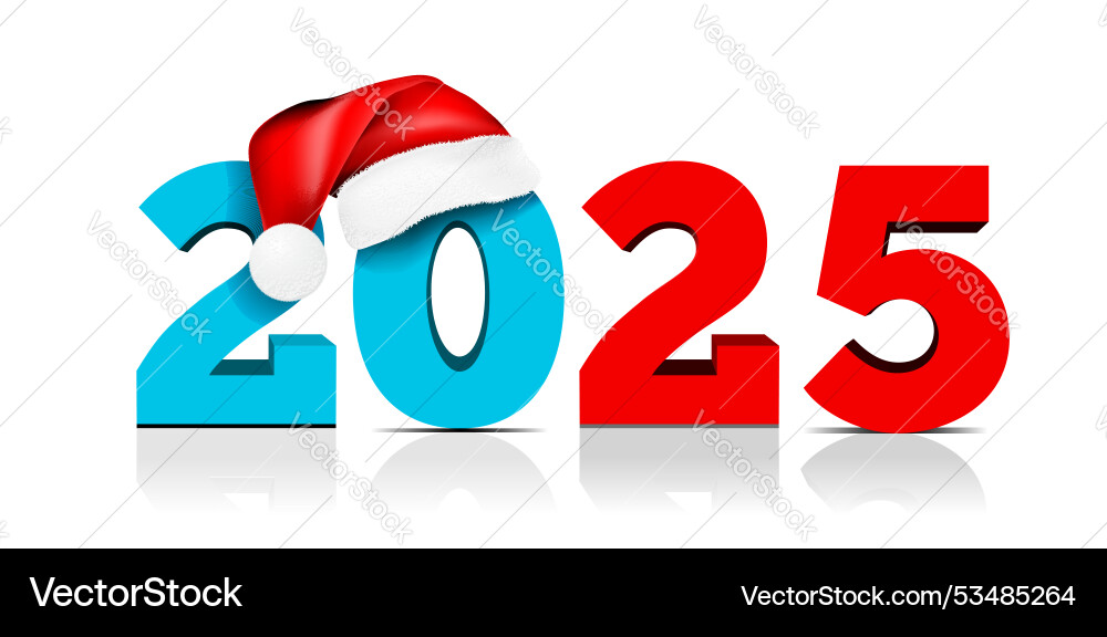 Happy new year 2025 greeting with santa hat Happy new year 2025 greeting with santa hat vector image