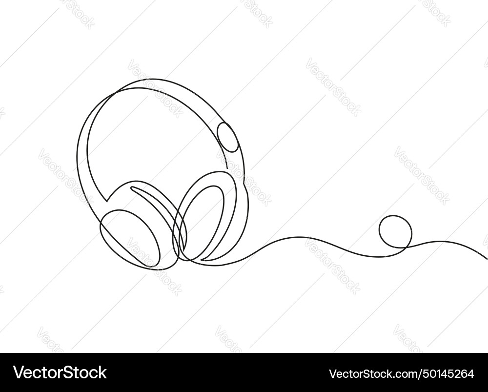 Headphone with heart in continuous line style Headphone with heart in continuous line style Vector Image