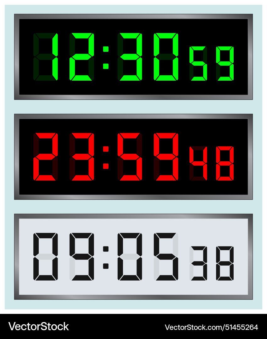 Led clock and alarm display Led clock and alarm display vector image