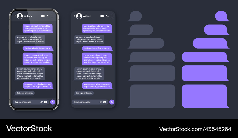 Realistic smartphone with messaging app sms text Realistic smartphone with messaging app sms text vector image