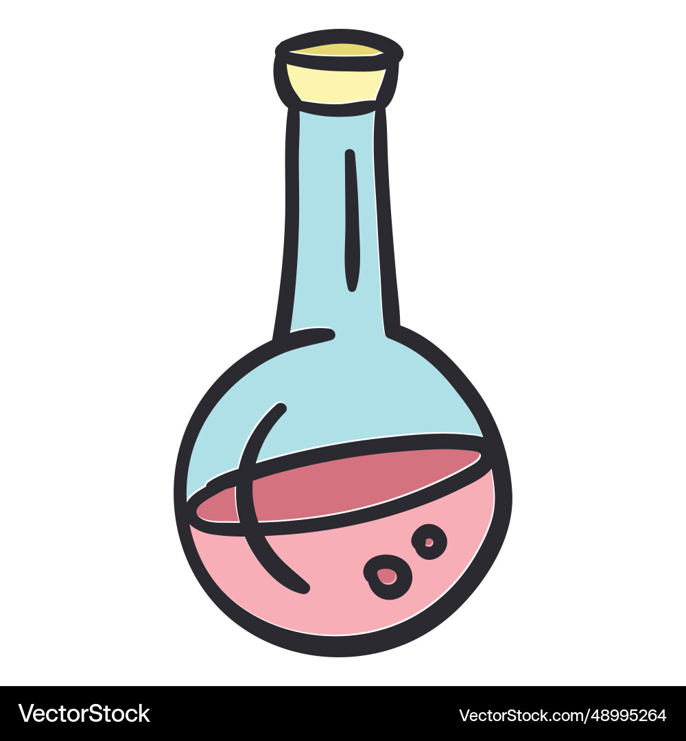 Round bottom flask experiment stroke color Round bottom flask experiment stroke color Vector Image