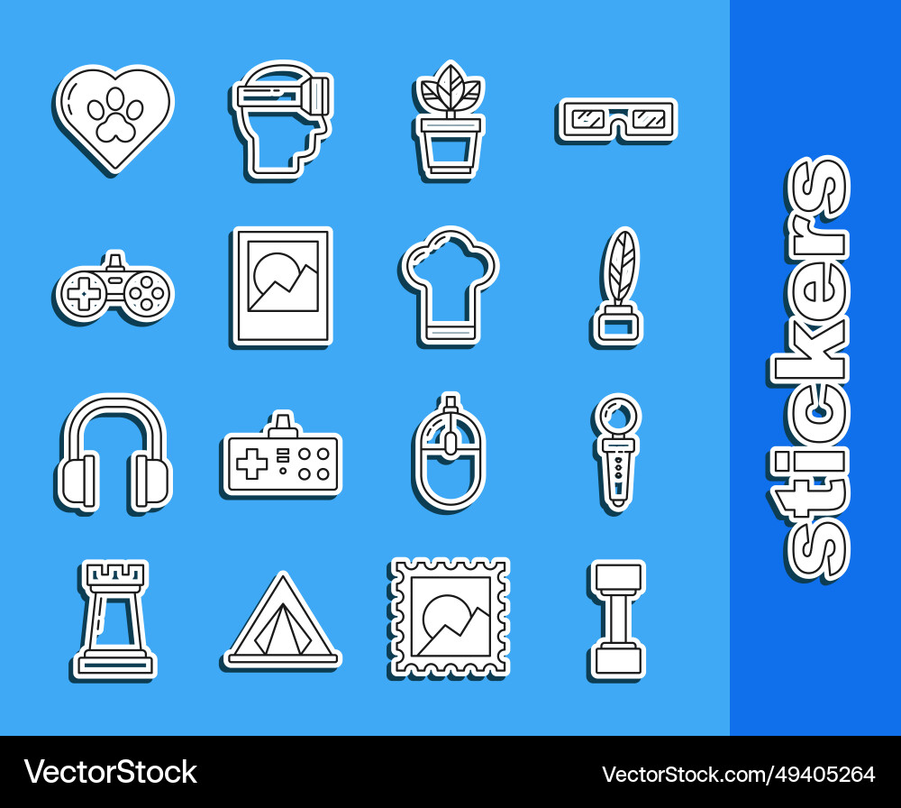 Set line dumbbell joystick for arcade machine Vector Image