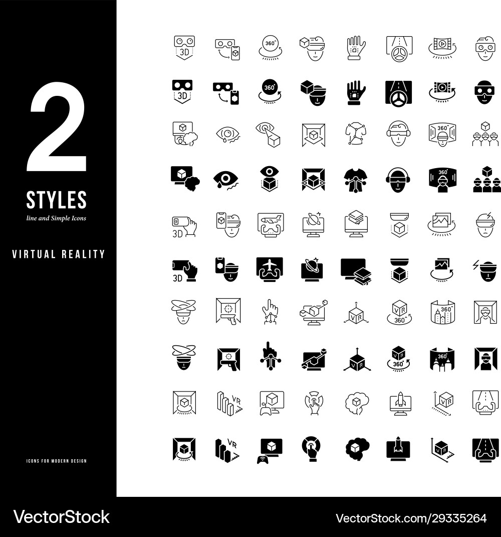Simple line icons virtual reality Simple line icons virtual reality vector image
