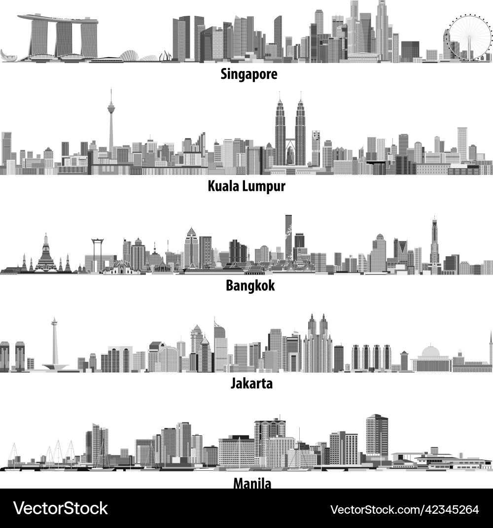 Singapur kuala lumpur bangkok jakarta und manila Singapur kuala lumpur bangkok jakarta und manila vektorbild