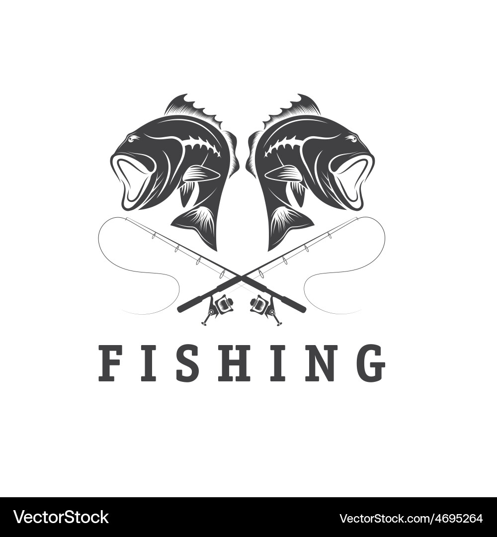 Vintage Fishing Template - Bass & Reels Vector Image