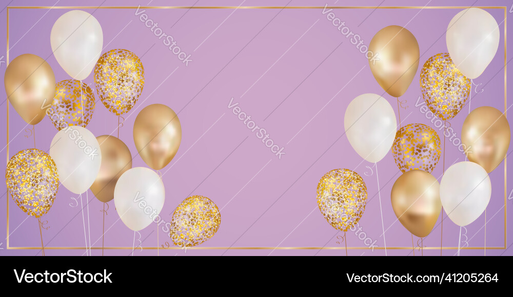 White and golden realistic balloons frame vector image