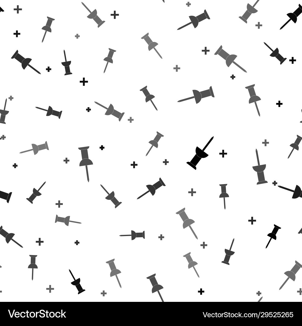Black push pin icon isolated seamless pattern Vector Image