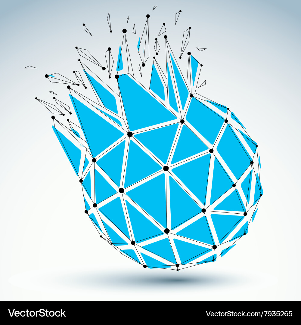 Blue dimensional wireframe object spherical Vector Image