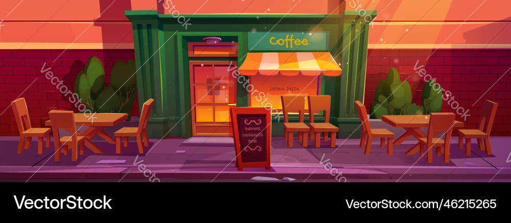 Cafe exterior with table and chair outside cartoon vector image