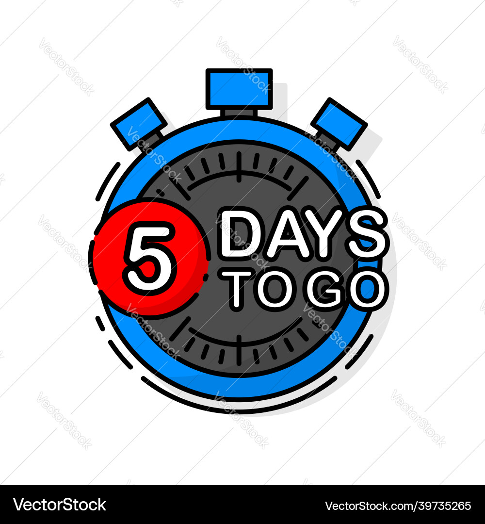 Countdown five days to go banner count time sale Vector Image