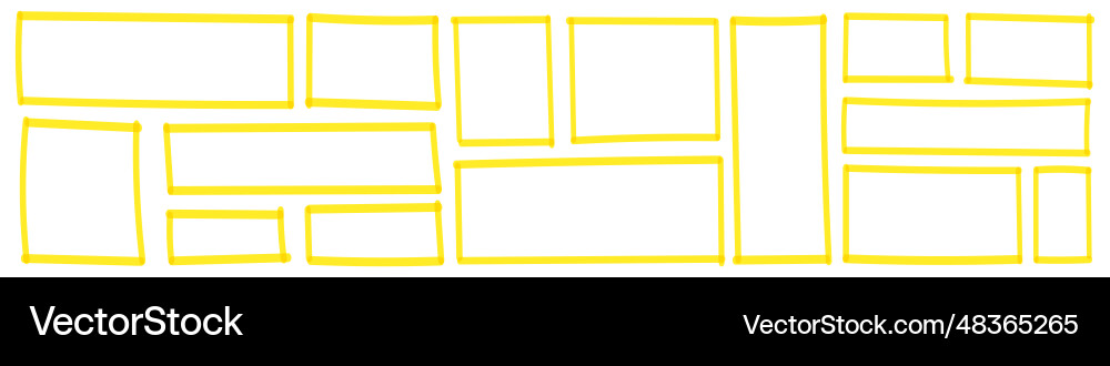 Frame and box elements with marker details Vector Image