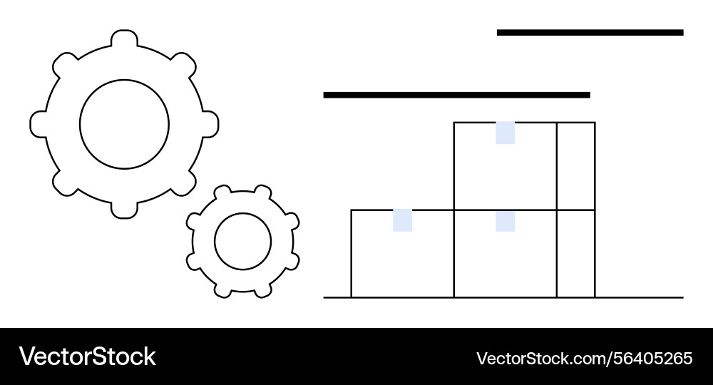 Gears and bar graph concept for process Gears and bar graph concept for process vector image