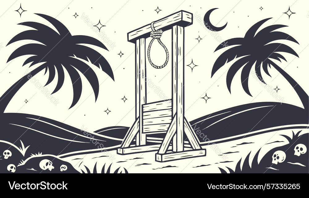 Guillotine under moonlit palms design generative Vector Image