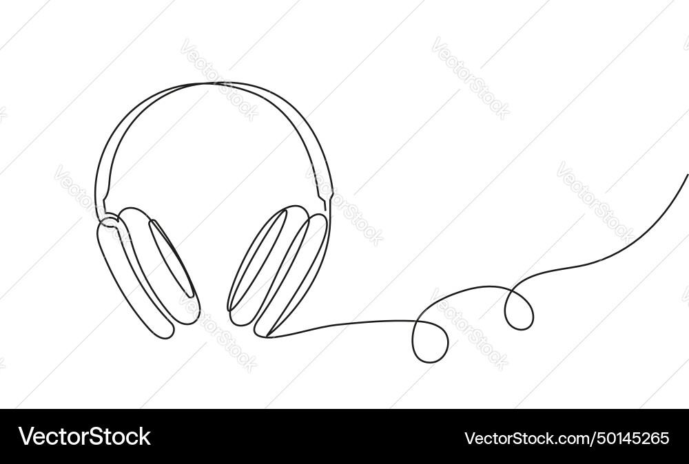 Headphone with heart in continuous line style Headphone with heart in continuous line style Vector Image