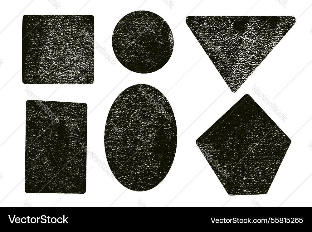 Ink rolled geometric shapes with noise set text Ink rolled geometric shapes with noise set text vector image