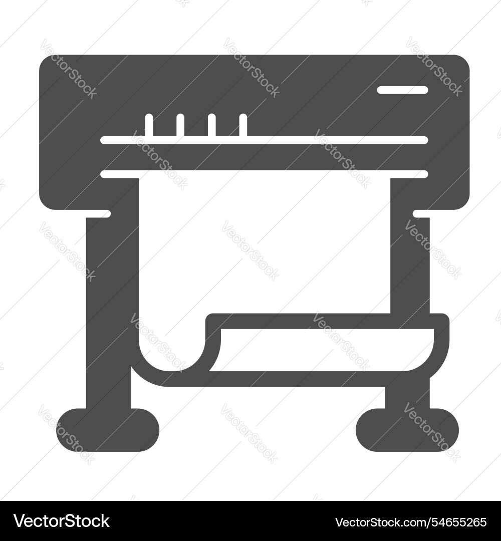 Inkjet plotter with paper solid icon architect Inkjet plotter with paper solid icon architect vector image