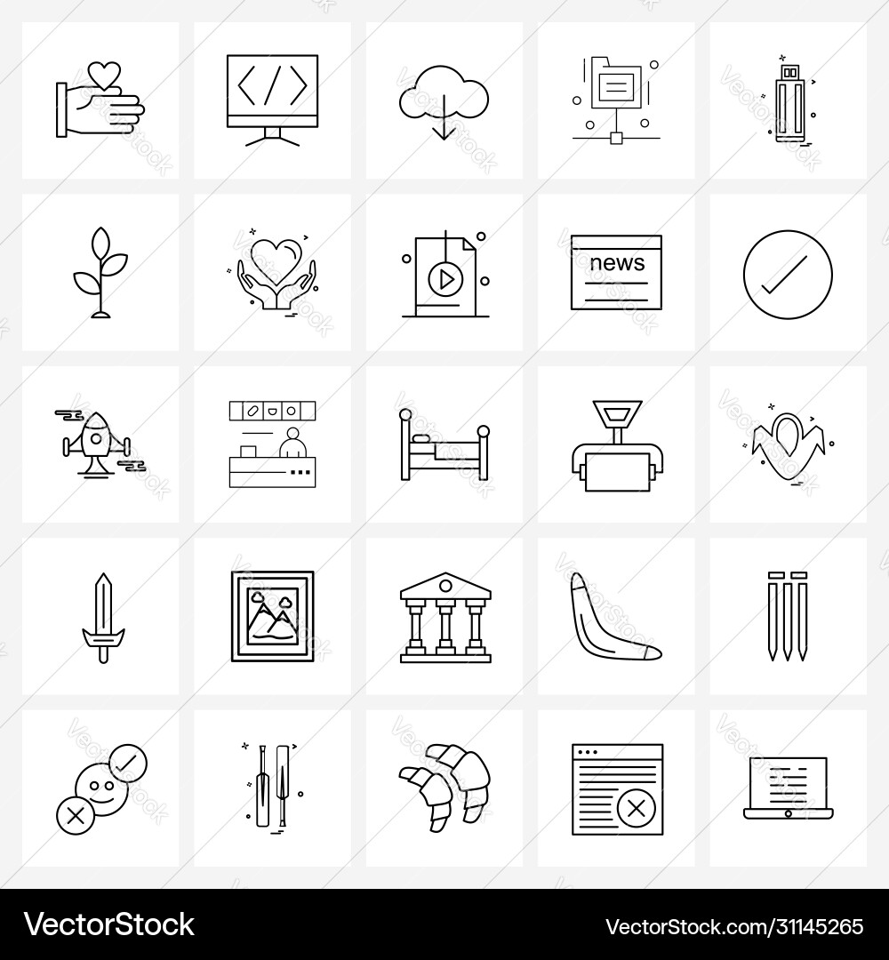 Isolated symbols set 25 simple line icons Vector Image