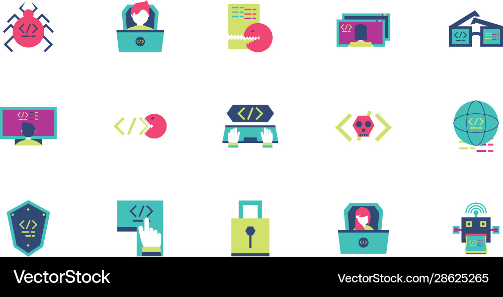 Isolated website code icon set design Vector Image