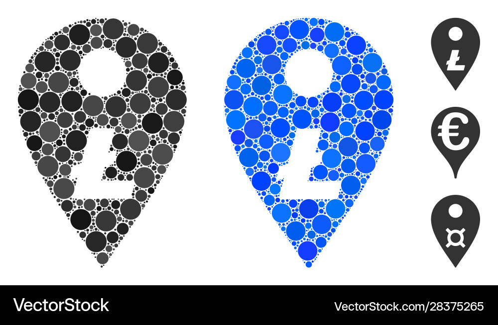 Litecoin map marker composition icon round dots Vector Image