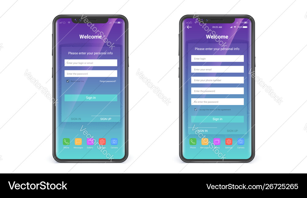 Modern Registration Screen Mockup vector image