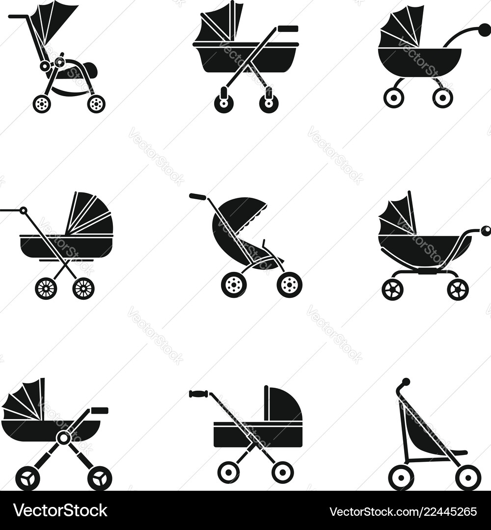 Pram icon set simple style Vector Image