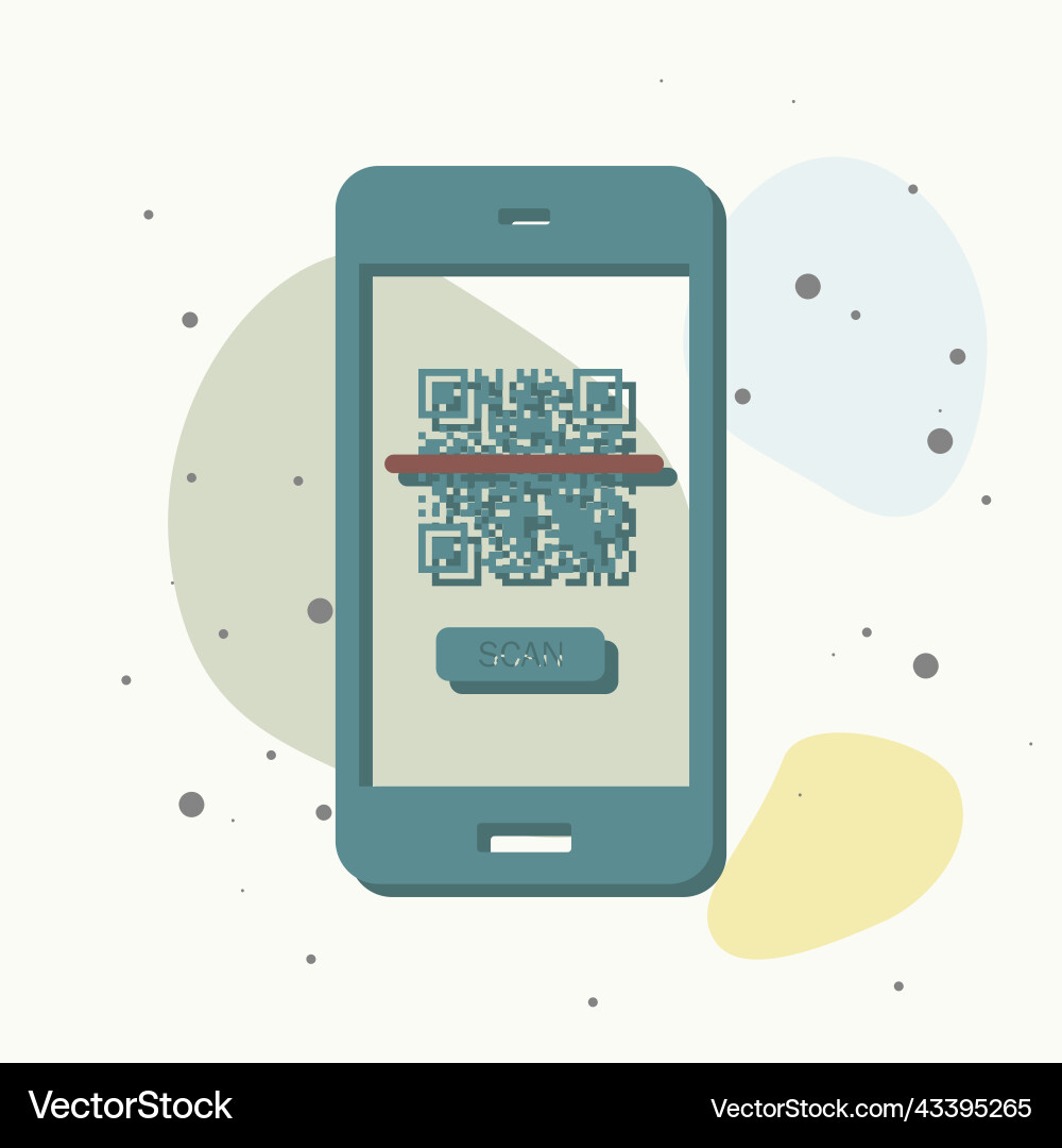 Qr code scan phone icon on multicolored background Vector Image