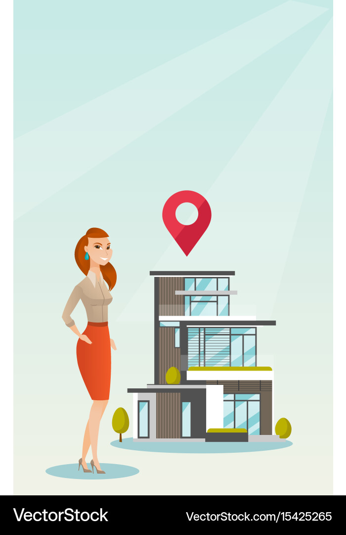 Realtor on background of house with map pointer Vector Image