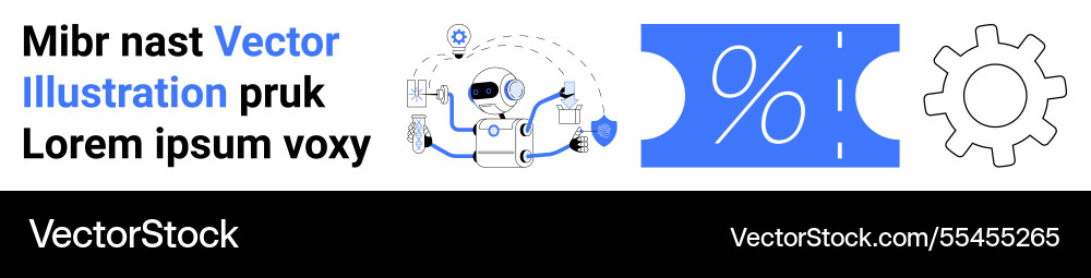 Robot automating tasks discount ticket and gear Vector Image