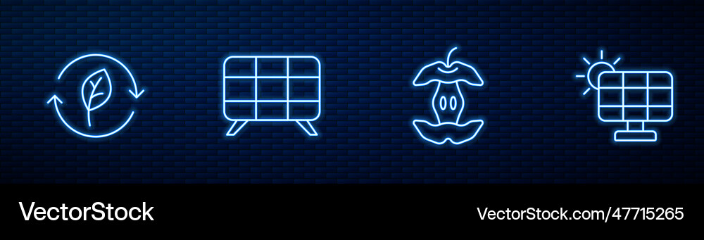 Set line apple core recycle symbol with leaf Set line apple core recycle symbol with leaf Vector Image