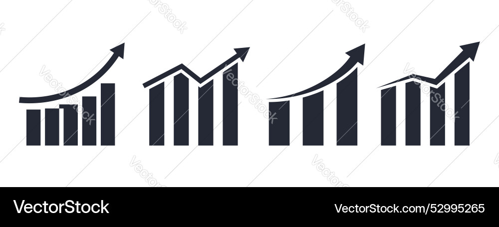Set of growing bar graph icon in flat style vector image