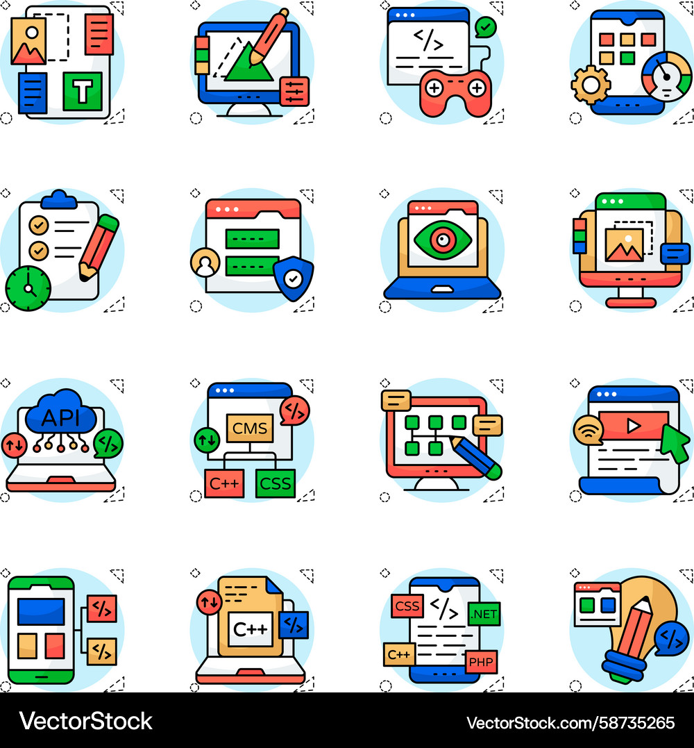 Set of programming flat icons Vector Image