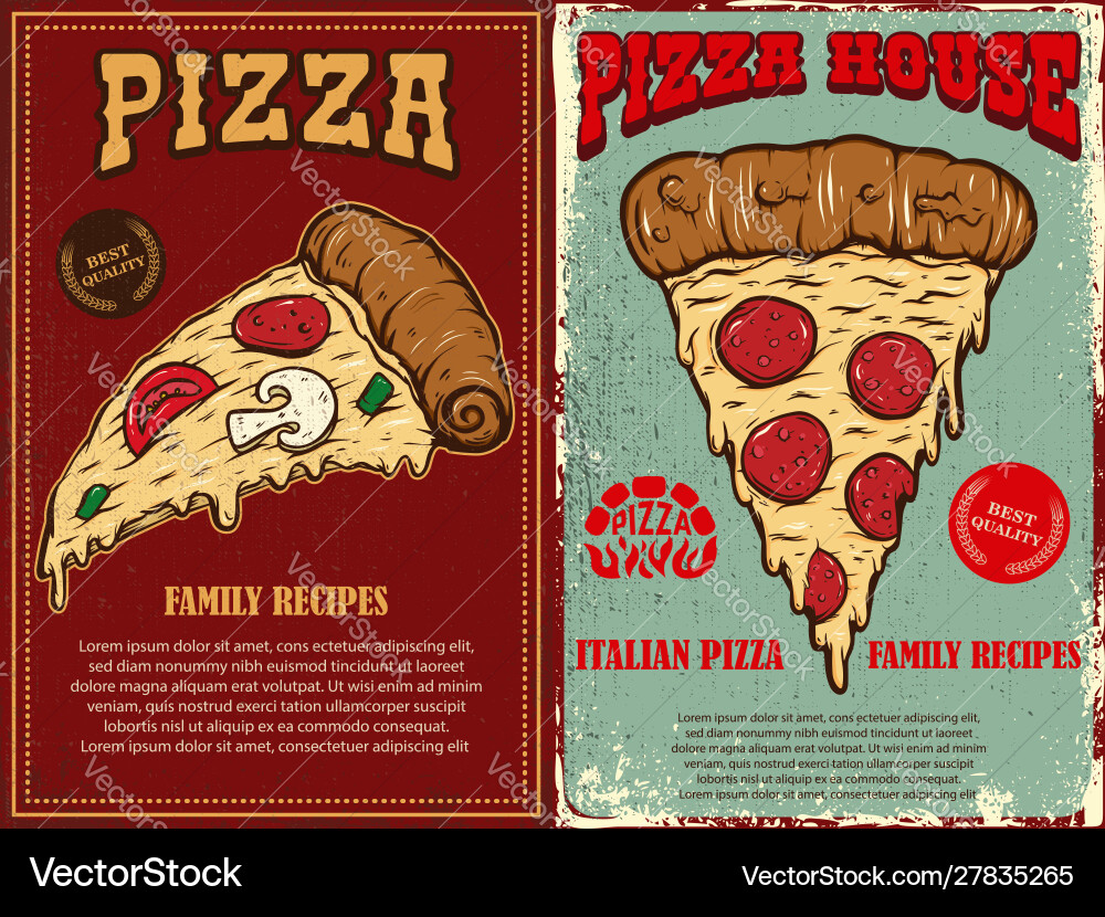 Set poster template with pizza design element Set poster template with pizza design element vector image