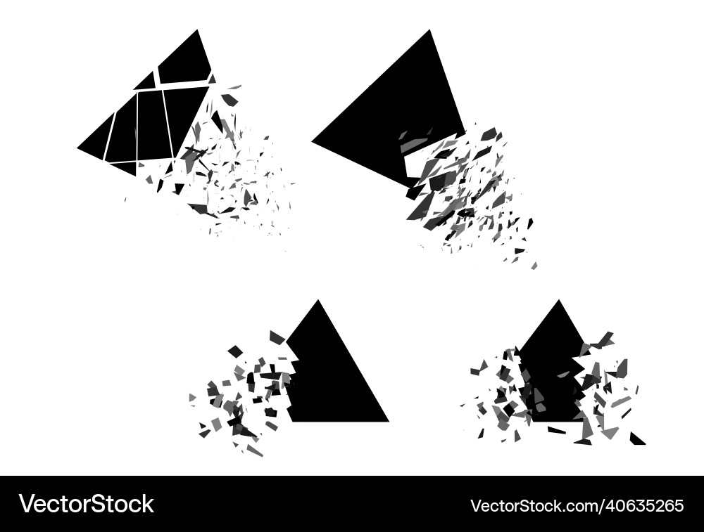 Shape explosion broken and shattered flat style Shape explosion broken and shattered flat style Vector Image