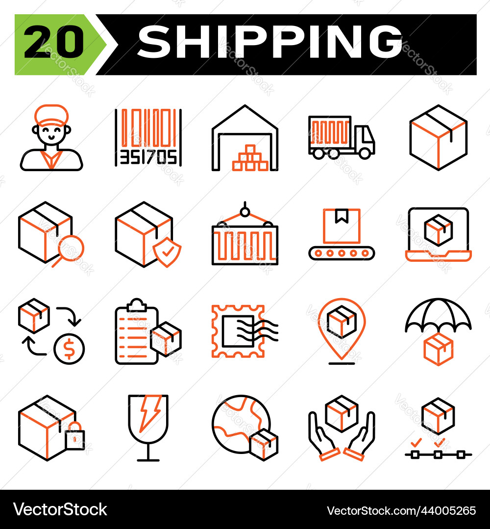 Shipping and logistic icon set include man Vector Image