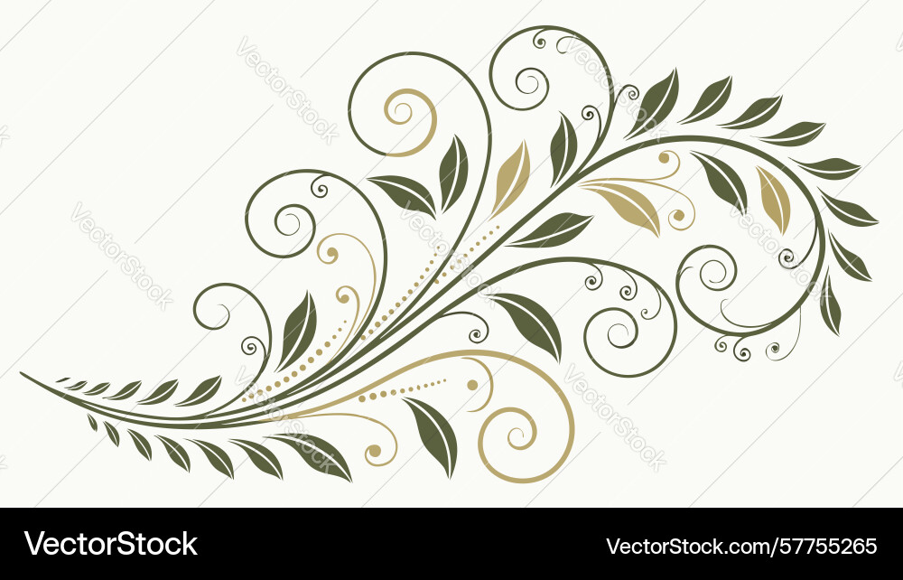 Simple graceful leafy scroll decorative element Vector Image