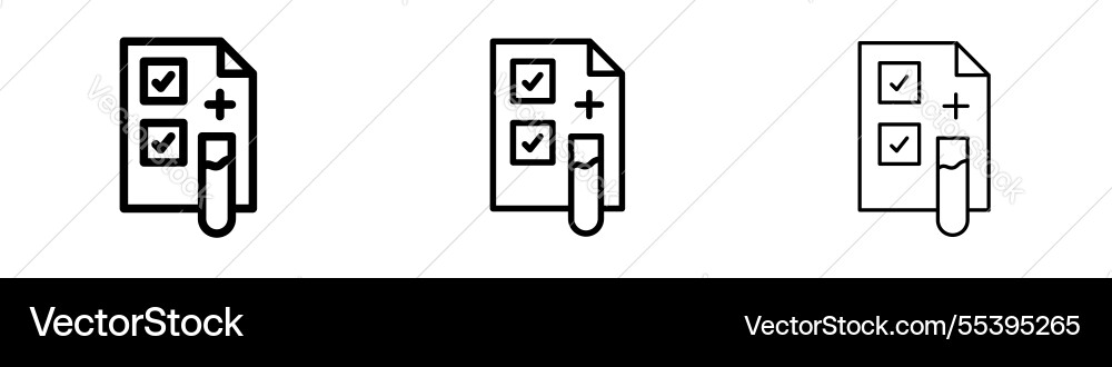 Test icons in three different stroke lines Vector Image