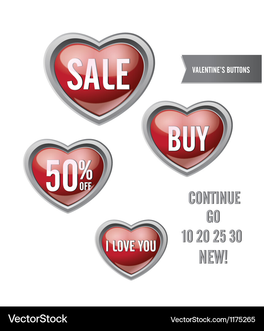 Valentine's Day Button Set - 3D vector image
