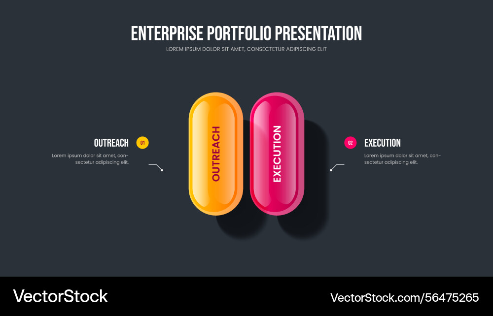 Visual profile two step diagram slide design Vector Image