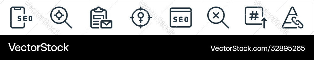 Web apps seo line icons linear set quality Vector Image