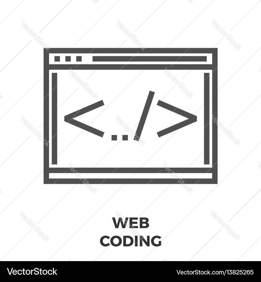 Web Coding Line Icon Vector Image