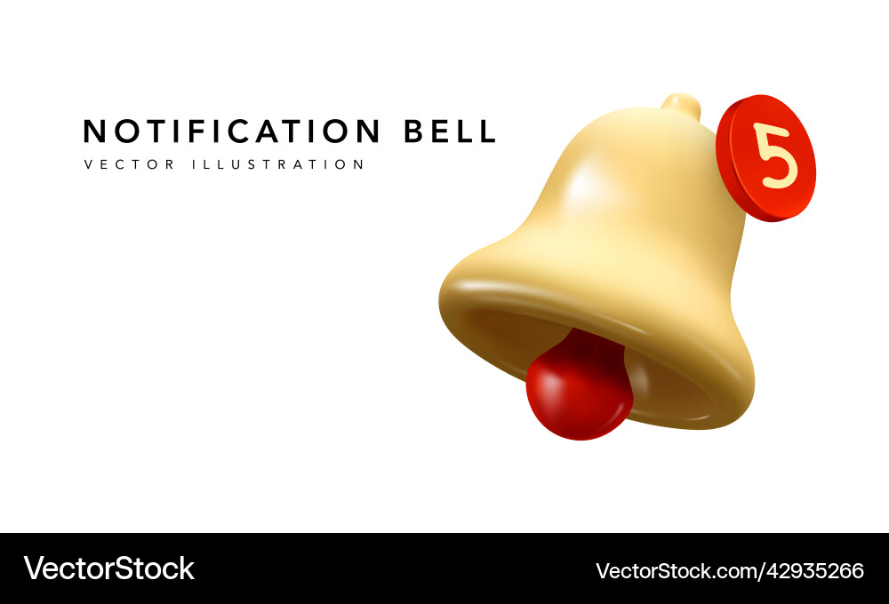 3d gelb realistische Benachrichtigung Glocke läutt 3d gelb realistische Benachrichtigung Glocke läutt vektorbild