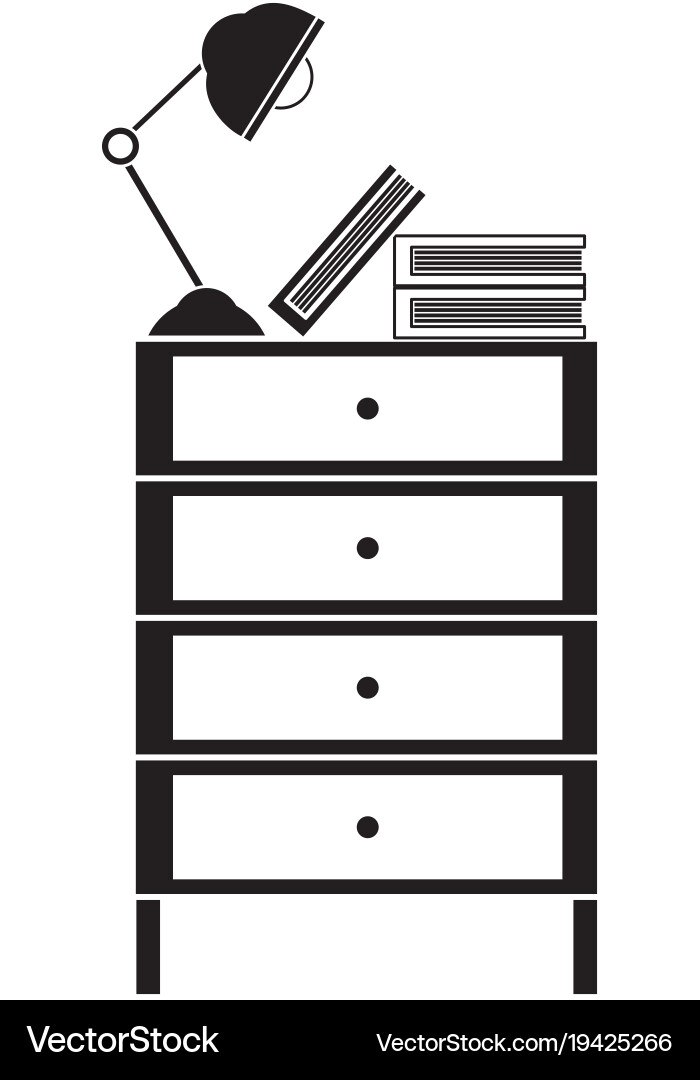 Contour cabinet file archive with lamp desk Vector Image