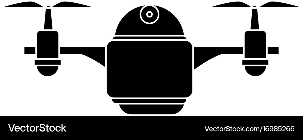 Drone with action camera front view technology Vector Image