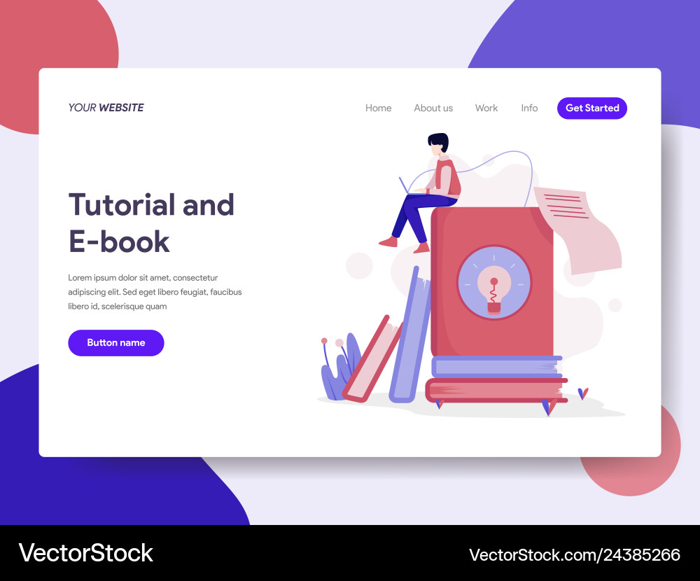 E-book & Tutorial Landing Page vector image