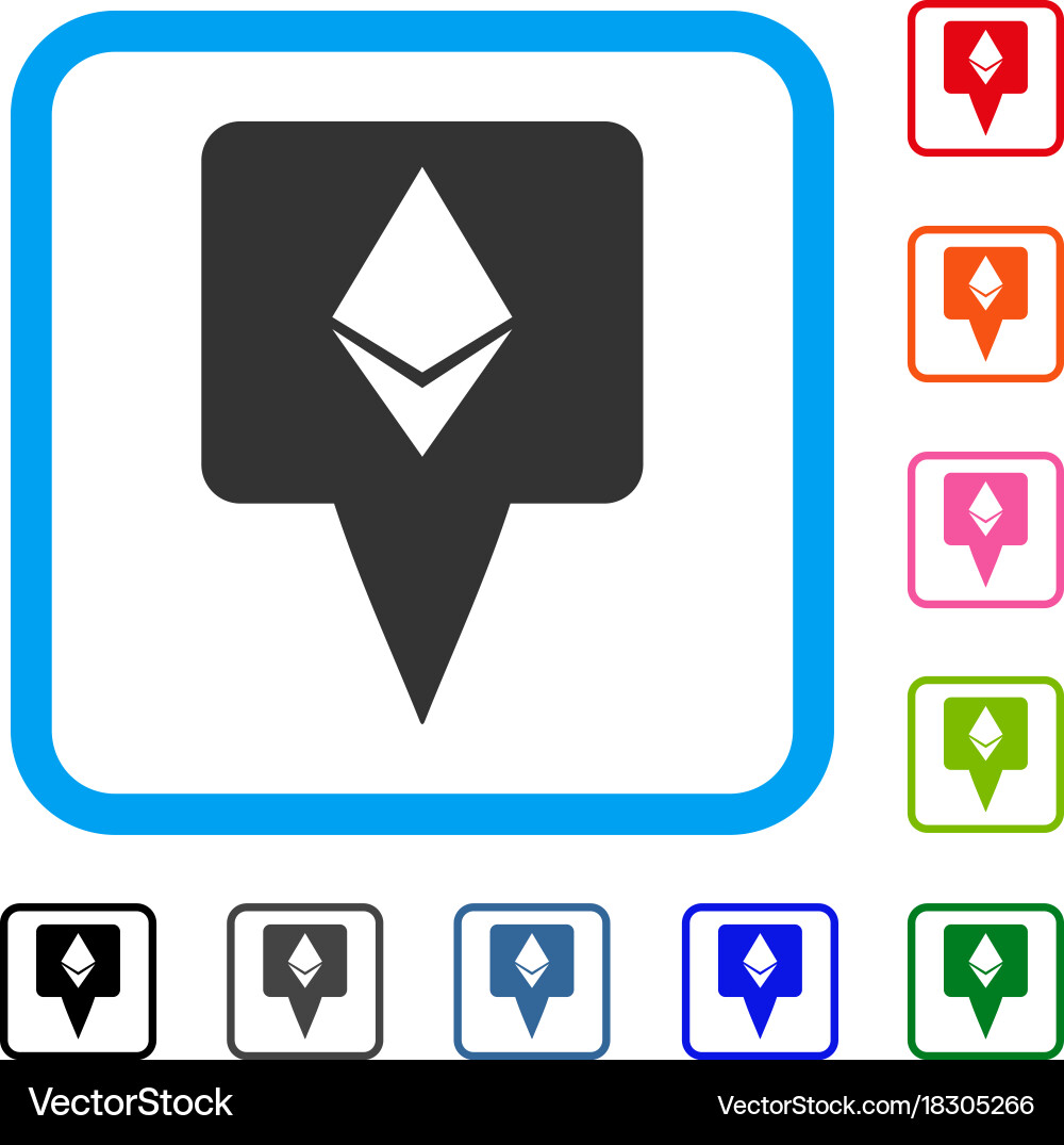 Ethereum map pointer framed icon vector image