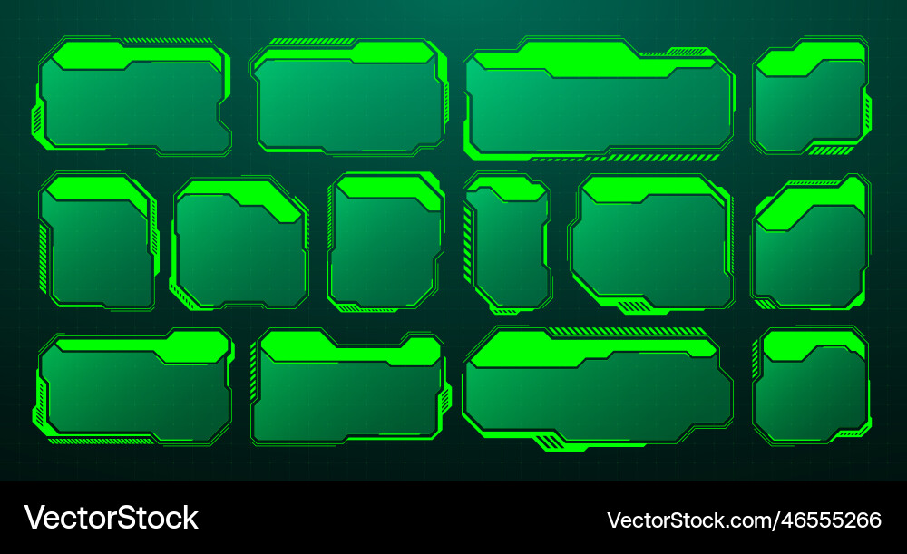 Green futuristic hud ui elements sci-fi user Vector Image