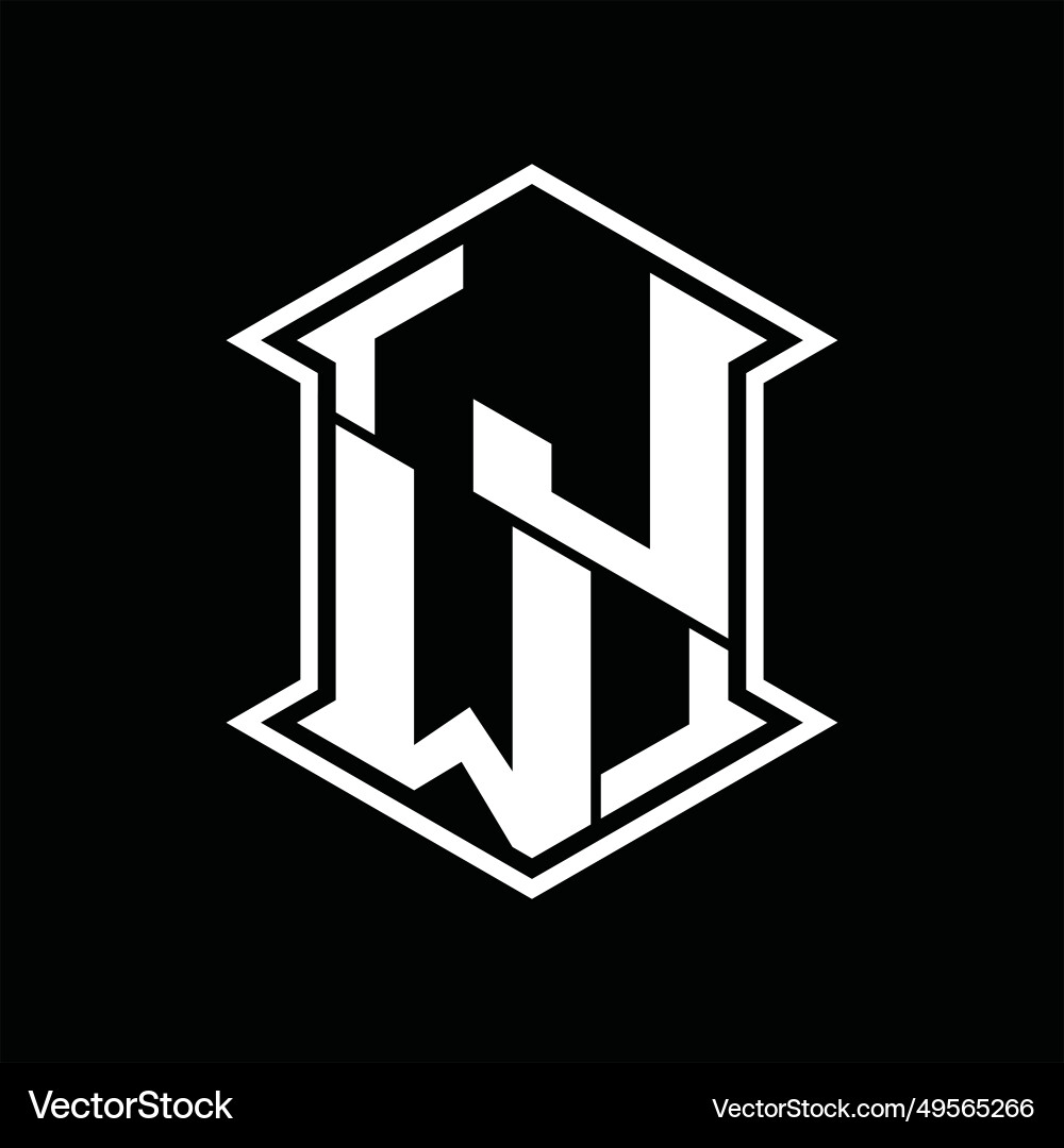 Jw logo monogram hexagon shield shape up and down Jw logo monogram hexagon shield shape up and down vector image