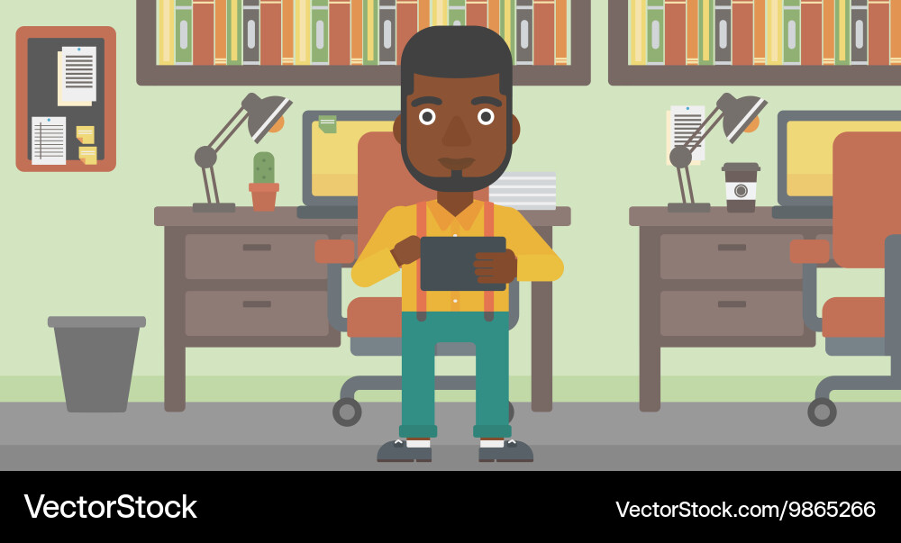 Man using tablet computer vector image